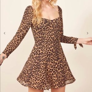 NWOT. reformation fit and flare leopard print dress. Tags have been removed.